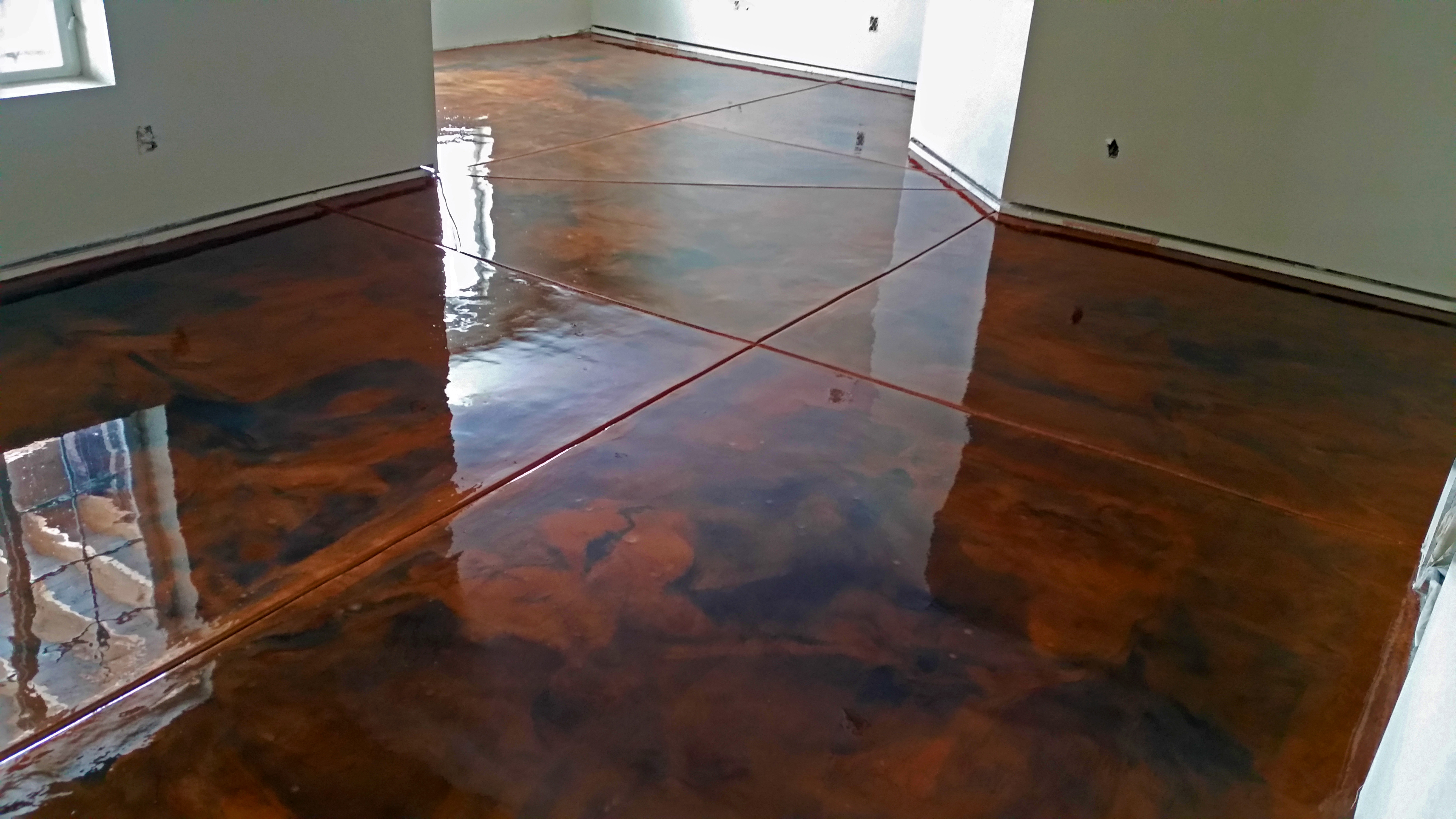 Decorative Brown floor coating in a residential home