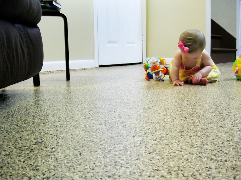 Close up of flooring finishes for basements- Zenith Painting and Coatings