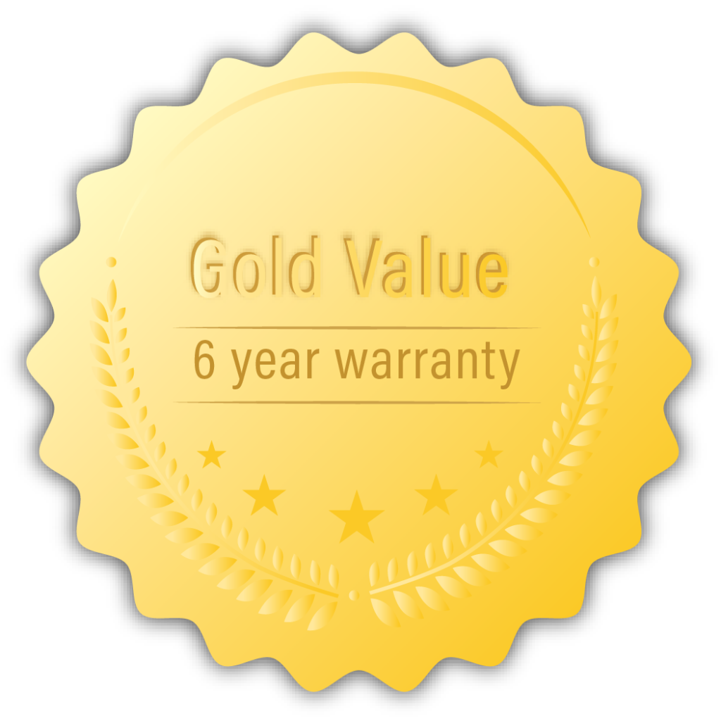 Gold Value 6 Year Warranty Badge